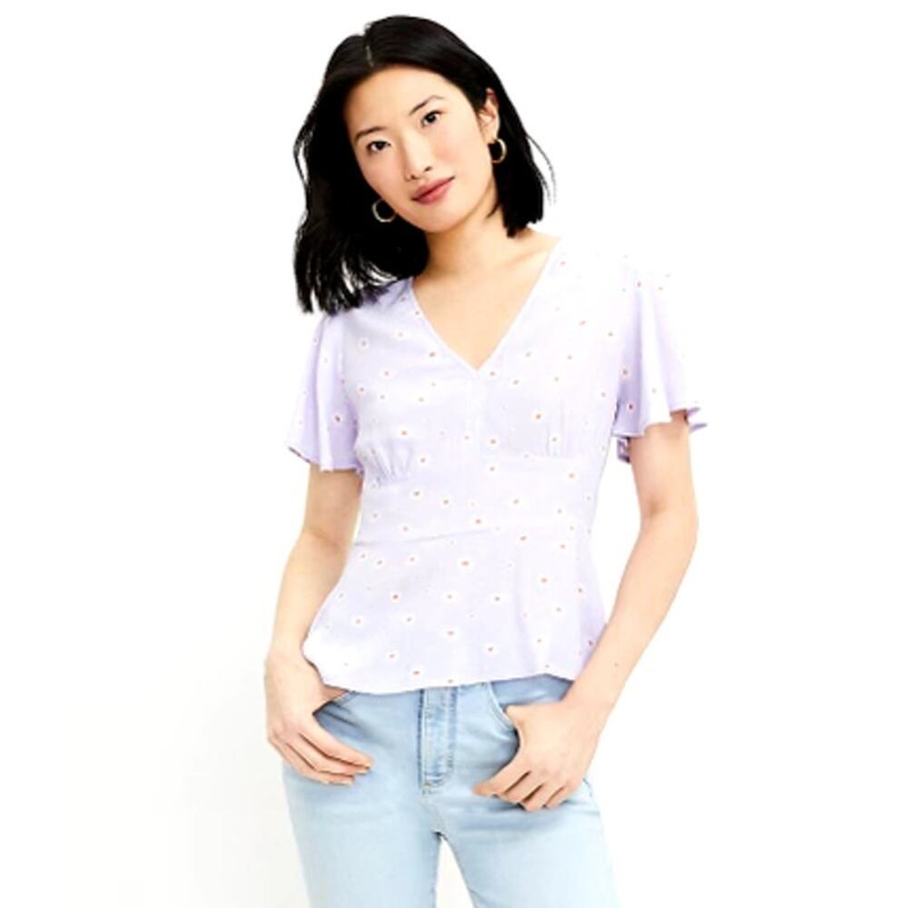 Daisy Print Cottage Core V-NeckTop by Ann Taylor Loft NWT